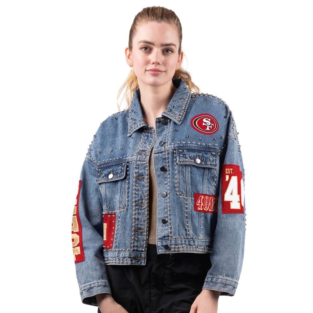 Officially Licensed NFL‎ G34Her By Carl Banks Game Ball Denim Jacket - 49ers